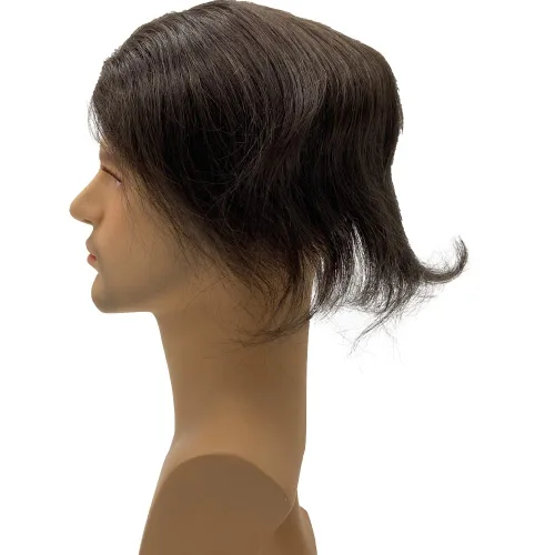 Miniatura 4 de Peluca de cabello humano europeo de repuesto para hombre, encaje suizo frontal, 0.003 in, piel fina, poliuretano, con bucle, 10 x 8 pulgadas