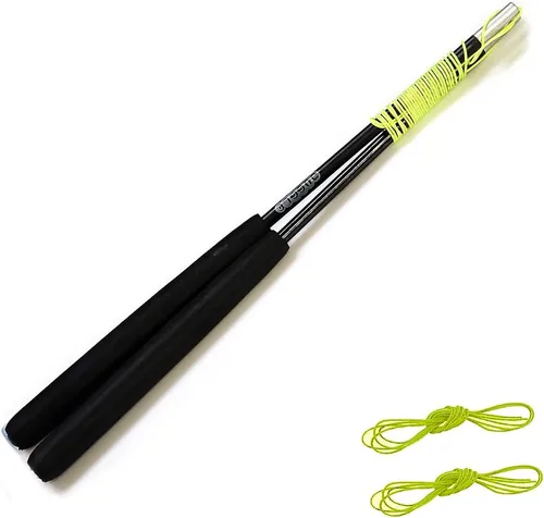 DSJUGGLING Palos de diablo de fibra de vidrio / palillos chinos Yoyo Diábolo con juego de cuerdas Pro Slide (Negro, 16 pulgadas)