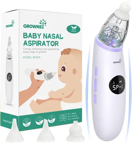GROWNSY Aspirador Nasal para Bebé | Succionador de Nariz para Bebé | Succión Eléctrica de Nariz para Niños Pequeños, Succionador Ergonómico de Mocos
