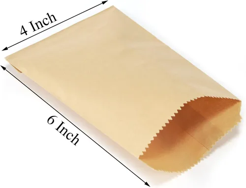 Miniatura 4 de FOCCIUP 100 bolsas de papel kraft marrón de 4 x 6 pulgadas, sobres planos, bolsa de mercancía para fiesta Marrón: 4 x 6 pulgadas