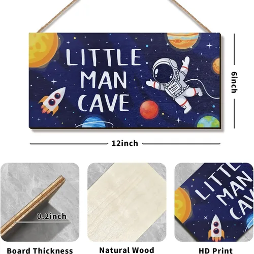 Miniatura 2 de ZIEYOMI - Letrero de cueva de hombre pequeño, decoración de habitación de niños, decoración de habitación de niños con temática de astronauta