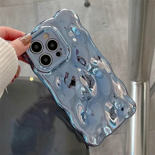 Miniatura 13 de JANDM Funda para iPhone 13 Pro, 3D Wave Bubble Shape Ripple Chrome Pattern Soft Non-Yellowing Case Glitter Shiny Camera Shockproof Women Girls Cover