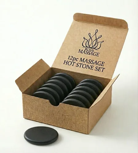Miniatura 10 de Piedras de masaje caliente de alta calidad, juego de 4 piedras de basalto XXL grandes para terapia de spa, relajación y alivio muscular de tejido