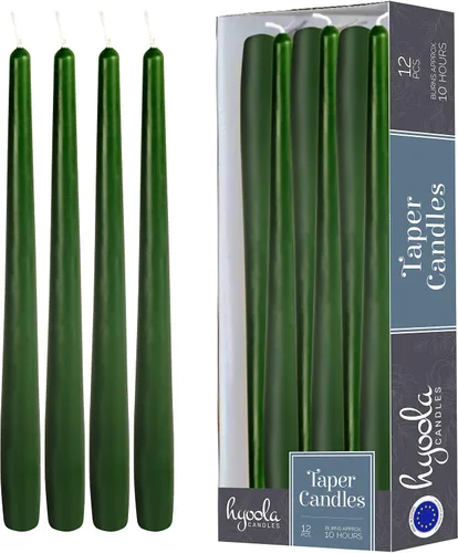 Hyoola Paquete de 12 velas altas cónicas – 12 pulgadas, sin goteo, sin perfume, cera de parafina con mechas de algodón, 10 horas de tiempo de