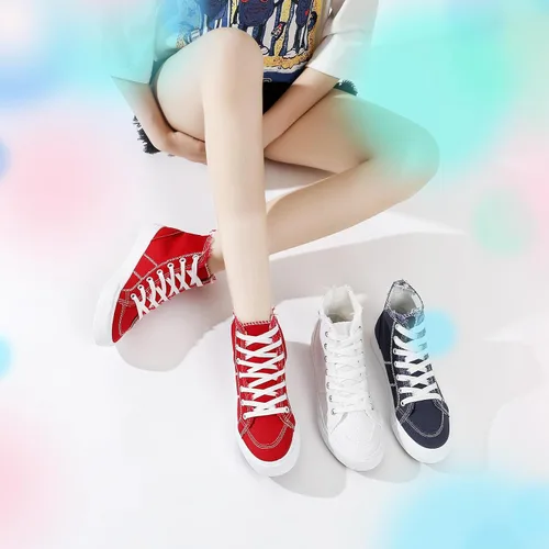 Miniatura 53 de Obtaom Zapatos de lona de alta calidad para mujer/hombre para jugar a media pantorrilla, zapatillas de deporte de moda casuales con cordones de alta