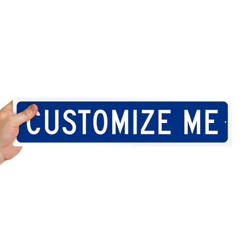 Miniatura 5 de SmartSign Letrero de calle azul personalizado, 4 x 18 pulgadas, aluminio, opción reflectante, personaliza tu propio letrero de calle, letrero