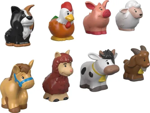Fisher-Price Little People juguetes para niños pequeños de granja Animalitos amigos 8 piezas juego de figuras para juego de rol Edades 1+ años