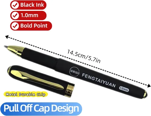 Miniatura 2 de Fengtaiyuan 10P18Pro, bolígrafos de tinta de gel, tinta negra, punta gruesa de 0.039 pulgadas, bolígrafos de escritura, suaves, paquete de 18