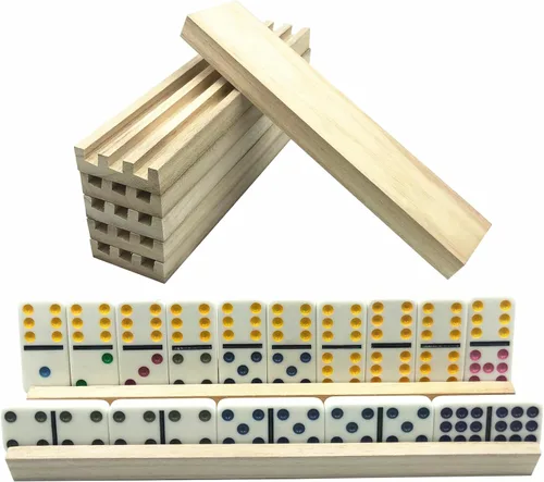 Miniatura 2 de Yuanhe Soporte para bandejas de Domino – Juego de 4 soportes de madera para azulejos de madera Dimonos Tablas para tren mexicano Rummy Chickenfoot