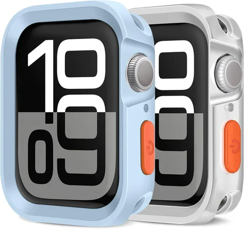 Miniatura 14 de Amizee Paquete de 2 fundas resistentes compatibles con Apple Watch Series 9/8/7 de 1.772 pulgadas, SE 3/2/1 Series 6/5/4 de 1.732 pulgadas, TPU