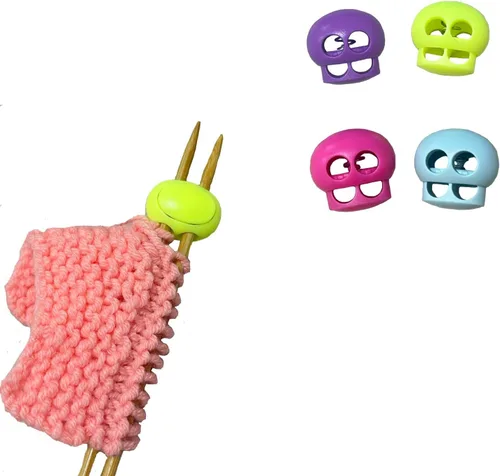 Miniatura 6 de SPANSEE 8 tapones de punto de punto de calaveras de colores, protector de punta de aguja de tejer, tapones de aguja de tejer, suministros de tejer