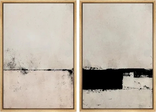 Miniatura 20 de SIGNWIN Lienzo enmarcado para pared, ilustraciones abstractas texturizadas en tonos beige terrosos, arte moderno, decorativo, contemporáneo