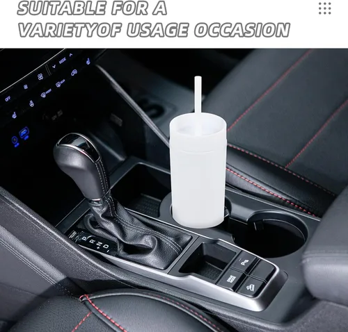 Miniatura 6 de Volhoply Vaso delgado de plástico de 16 onzas con tapa y pajita, paquete de 4 unidades, vasos aislados de doble pared de acrílico mate, sin BPA