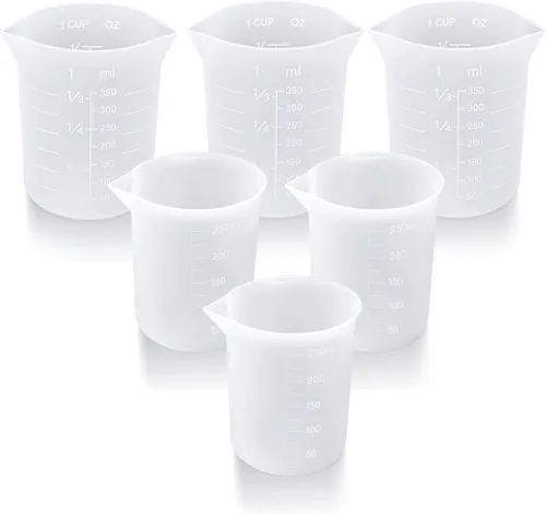 Miniatura 17 de Palksky Juego de tazas de silicona para derretir chocolate con 4 tazas medidoras de silicona (8.5 fl oz y 11.8 fl oz) y 4 espátulas resistentes al