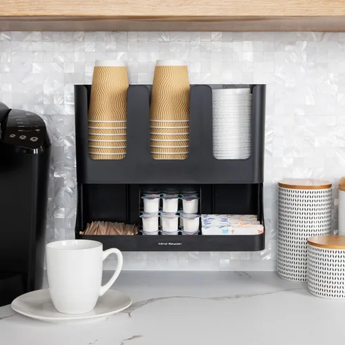 Miniatura 6 de Mind Reader "Flume" Organizador con 6 compartimientos para condimento y tazas, ninguno , Negro