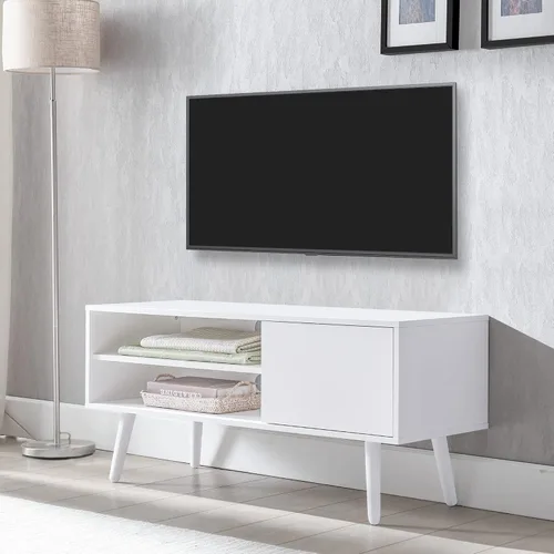 Miniatura 9 de Cozy Castle Soporte de TV para TV de 48 pulgadas, centro de entretenimiento moderno de mediados de siglo con gabinete de almacenamiento, consola