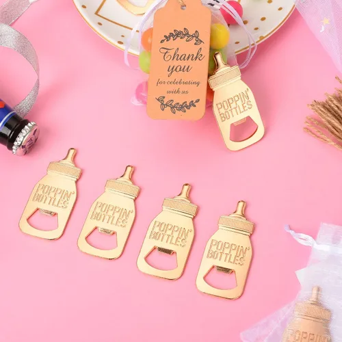 Miniatura 5 de 50 Piezas de Abridores de Biberón para Bebés, Diseño de Botella Poppin para Recuerdos de Baby Shower con Tarjeta de Regalo de Gracias en Paquete, al