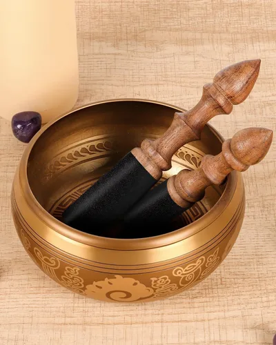 Miniatura 5 de Cuenco para cantar, 100% escultura a mano, en Nepal, cuenco tibetano de madera, mazo de madera, cuenco de sonido, accesorios de meditación