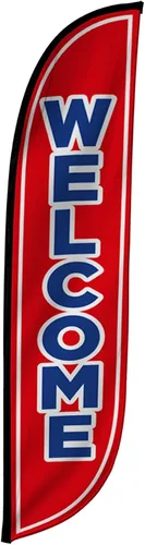 Miniatura 17 de LookOurWay Bandera de plumas – 12 pies de alto cartel publicitario solo bandera swooper, sin postes – banderas de gran apertura – rojo Abierto