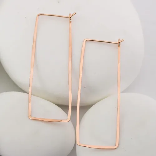 Miniatura 68 de Aretes de aro finos martillados, elegantes plata esterlina geométrica sólida, relleno de oro y relleno de oro rosa; para mujer por Lotus Stone