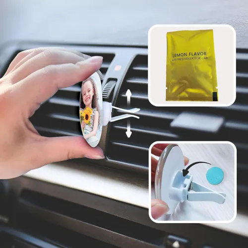 Miniatura 3 de Accesorios personalizados para ventilación de coche con foto y texto, clips personalizados para ventilación de aire para mujeres, hombres, niños