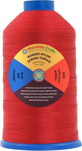 Miniatura 128 de Mandala Crafts - Hilo de nailon para coser cuero, tapicería, mezclilla y para trenzar el pelo; resistente, 1500 yardas, tamaño 69 T70 Marrón