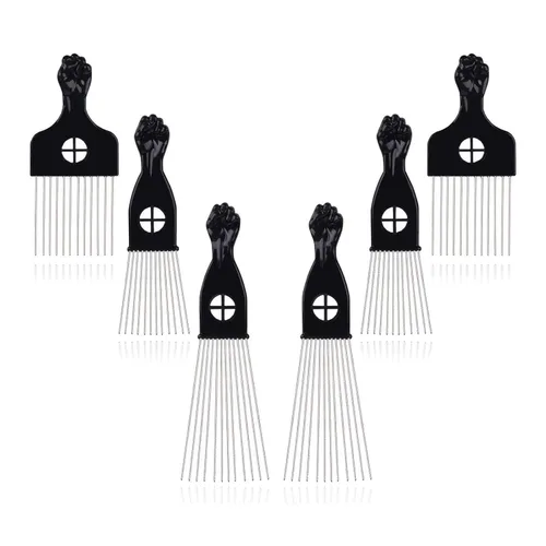 Miniatura 9 de Peine de pelo, peine de metal, peine de púa de metal, desenredar peluca trenzada, peine de peinado, negro, 1 paquete