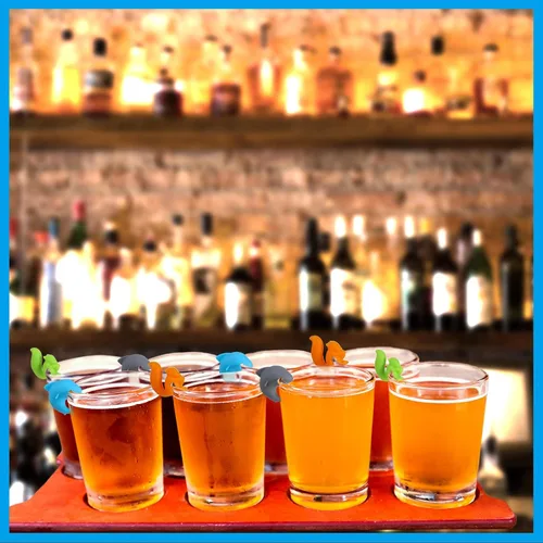 Miniatura 5 de Boao 36 soportes de silicona para bolsitas de té, dijes de vino, identificadores de vidrio, marcadores de bebidas, lindo caracol, ardilla, tiburón