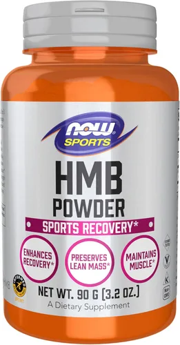 NOW Alimentos Nutrición Deportiva, HMB (β-hidroxi β-metilbutirato) en polvo, recuperación deportiva*, 3.17 oz