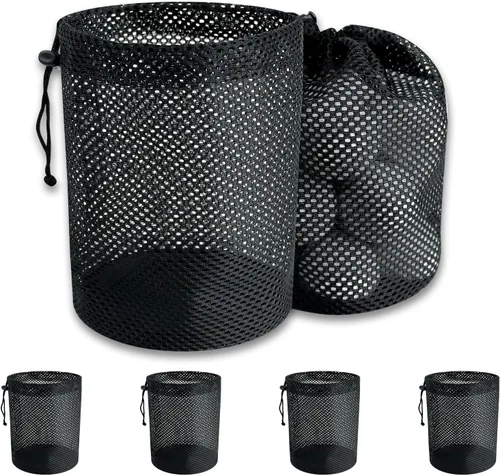 Miniatura 7 de Bolsa de almacenamiento para pelotas de golf, paquete de 6 bolsas de malla con cordón, organizador de bolsas de pelo de golf, bolsa organizadora