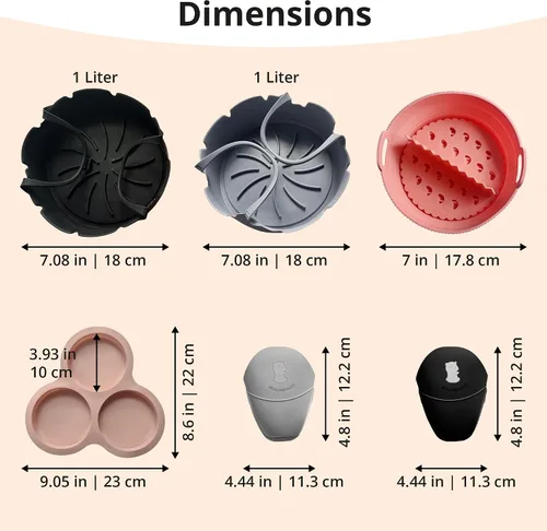 Miniatura 6 de ARIALASQUALITY Juego de accesorios para freidora de aire con divisor de 8 piezas, forros antiadherentes reutilizables, juego de cocina