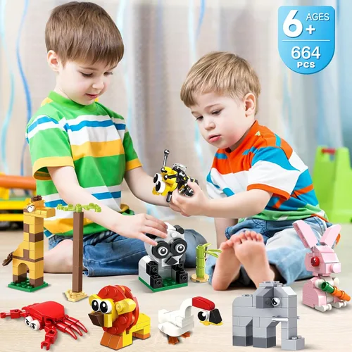 Miniatura 9 de HOGOKIDS Paquete de 20 recuerdos de fiesta para niños – Juego de bloques de construcción de animales para niños, Pascua, día de San Valentín