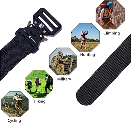 Miniatura 3 de Cinturón táctico, estilo militar, correa de malla de malla resistente de liberación rápida, cinturón de hebilla de metal para hombres y mujeres