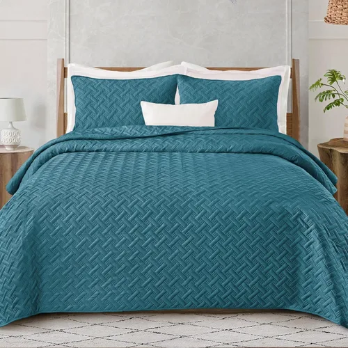 Miniatura 9 de Exclusivo Mezcla - Juego de edredón suave de tamaño King de 3 piezas, colchas ligeras grises, juego de ropa de cama para todas las estaciones