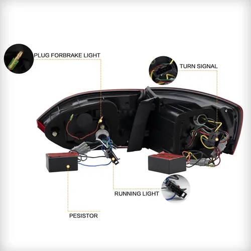 Miniatura 6 de VLAND Luces traseras LED para Jetta Sagitar 12-14 2011-2014 (no compatible con GLI y versión LED), montaje completo de lámpara trasera LED, rojo