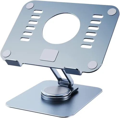 Miniatura 10 de Soporte acrílico giratorio de 360° para tableta, soporte de escritorio ajustable plegable transparente compatible con iPad Pro, Air, Mini, Kindle