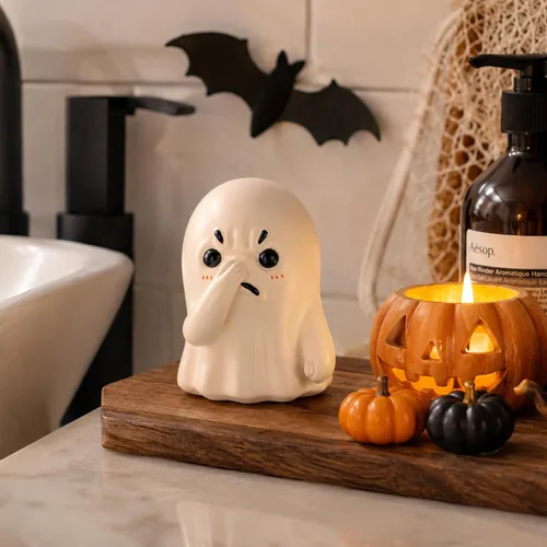 Miniatura 8 de Linda estatua de fantasma de nariz sostenible, decoración de estante de baño peculiar, divertida decoración de inodoro, regalo creativo único