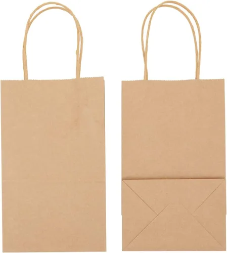 Miniatura 6 de Juvale Mini bolsas de regalo con asas, bolsas de papel marrón para recuerdos de fiesta con asas, diseño largo y estrecho para ferias de bricolaje