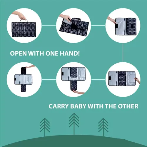 Miniatura 9 de Cambiador de pañales portátil, cambiador portátil para niñas y niños recién nacidos, cambiador de bebé con bolsillo inteligente para toallitas - Kit