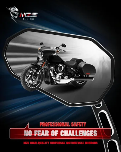 Miniatura 2 de MZS Espejos de Motocicleta Negros, M8 Espejo Retrovisor de Motocicleta Accesorios Laterales Varilla Hueca Flecha Compatible con Sportster Road King