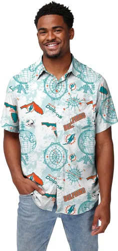 Miniatura 5 de FOCO Men's NFL Team Logo Floral Aloha Tropical Mercader Button Up Shirt