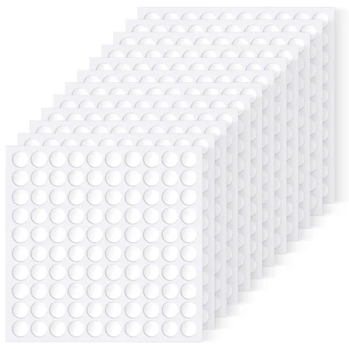Miniatura 7 de Masilla para pósteres, 420 unidades de tachuelas adhesivas de 0.79 pulgadas, doble cara extraíble transparente, de montaje redondo, reutilizable