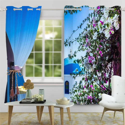 Miniatura 11 de Cortinas japonesas con pintura de tinta, monte Fuji, sol rojo, puesta de sol, hojas de bambú, cortinas de ventana para dormitorio, sala de estar