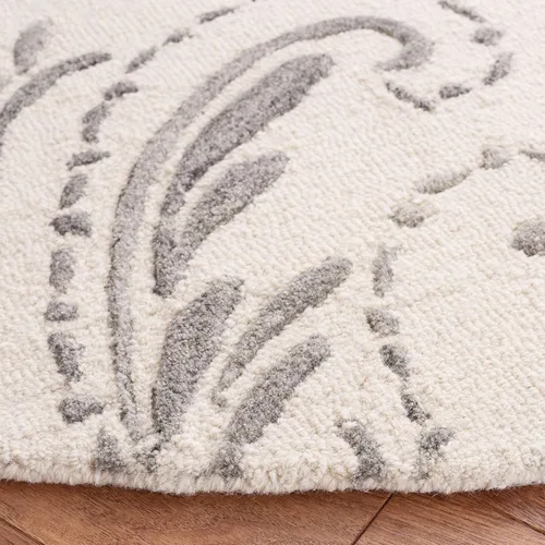 Miniatura 4 de SAFAVIEH Jardin Collection - Alfombra redonda de 6 pies, color marfil y gris, lana hecha a mano, ideal para zonas de alto tráfico en sala de estar