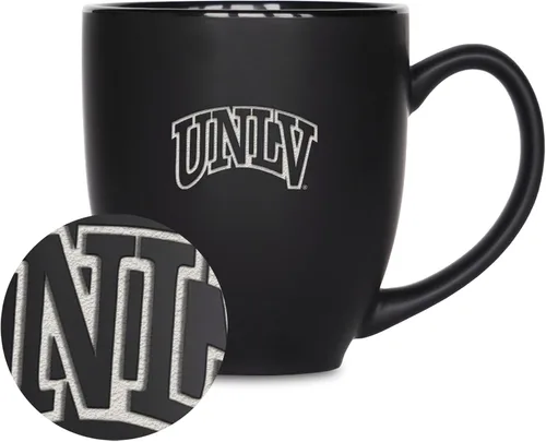 Miniatura 191 de Rico Industries - Taza de cerámica mate negra con grabado láser estándar de 15oz para NCAA (escuelas T & U) - Para bebidas calientes o frías