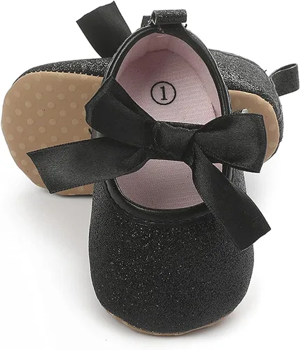 Miniatura 3 de Timatego Mary Jane - Zapatos planos de encaje con lazo antideslizante y suela suave para recién nacidos, para boda, fiesta, princesa