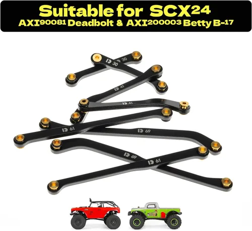 Miniatura 4 de Juego de 4 eslabones de alta holgura para SCX24 90081, Juego de eslabones de acero, Piezas de actualización para SCX24 Deadbolt, Betty B17