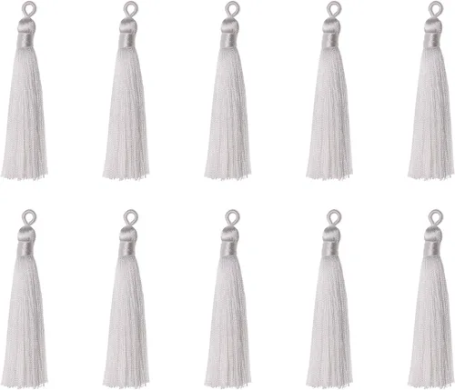 Miniatura 11 de Tupalizy 10 borlas suaves y sedosas hechas a mano con lazo para colgar marcapáginas, llaveros, aretes, pulseras, fabricación de joyas, recuerdo