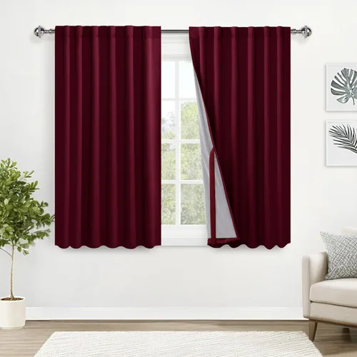 Miniatura 35 de XWZO Cortinas blancas 100% opacas con alzapaños, 2 capas gruesas completamente sombreadas con bolsillo para barra y pestaña trasera, cortinas