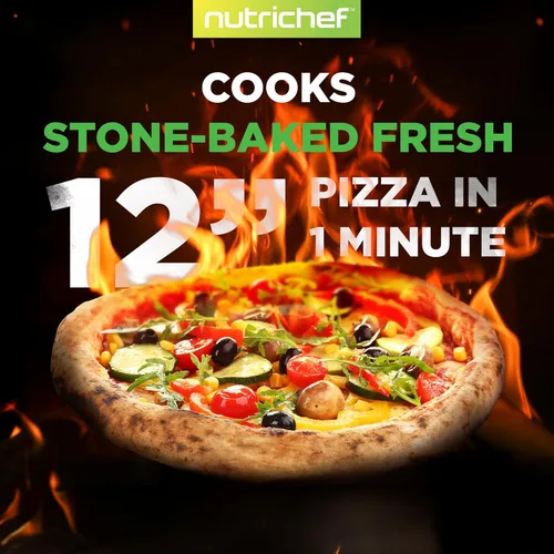 Miniatura 6 de NutriChef Horno de Pizza a Gas Portátil para Exteriores - Incluye Patas Plegables, Dial de Control de Calor Ajustable, Quemador, Piedra y Manguera